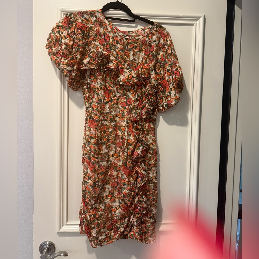 $1000 Isabel Marant Red Floral Short Cocktail Sun Dress - Picture 2 of 7
